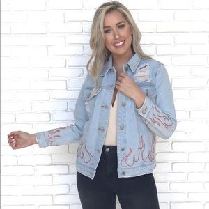 Light wash distressed Denim jacket